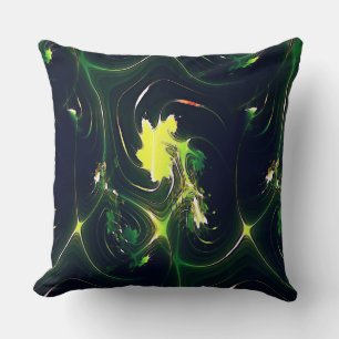 Abstract metallic leaf with flashy traces, on dark throw pillow