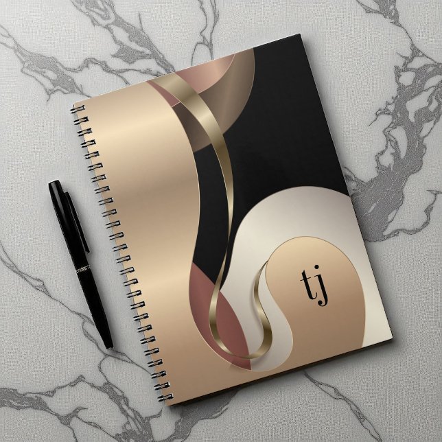 Abstract Metallic Pattern with Monogram Initials Notebook (Creator Uploaded)