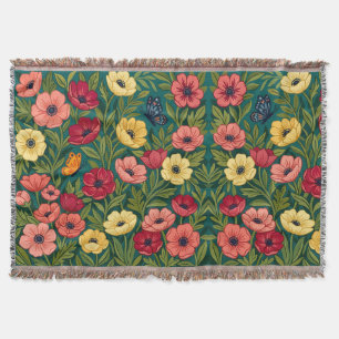 Abstract Mexican Anemones Butterflies Blankets