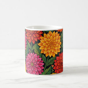 Abstract Mexican Dahlias Butterflies Coffee Mug