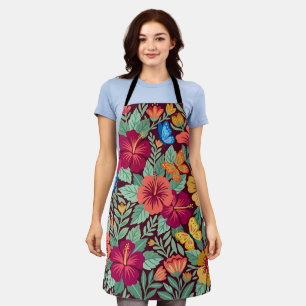 Abstract Mexican Hibiscus Butterflies Apron