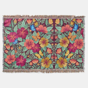 Abstract Mexican Hibiscus Butterflies Blankets