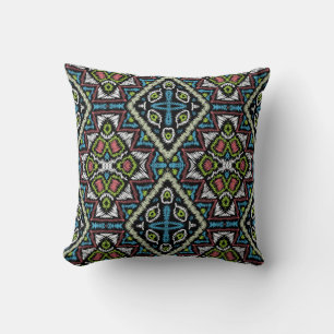 Abstract mexican tribal retro african ethno tradit throw pillow