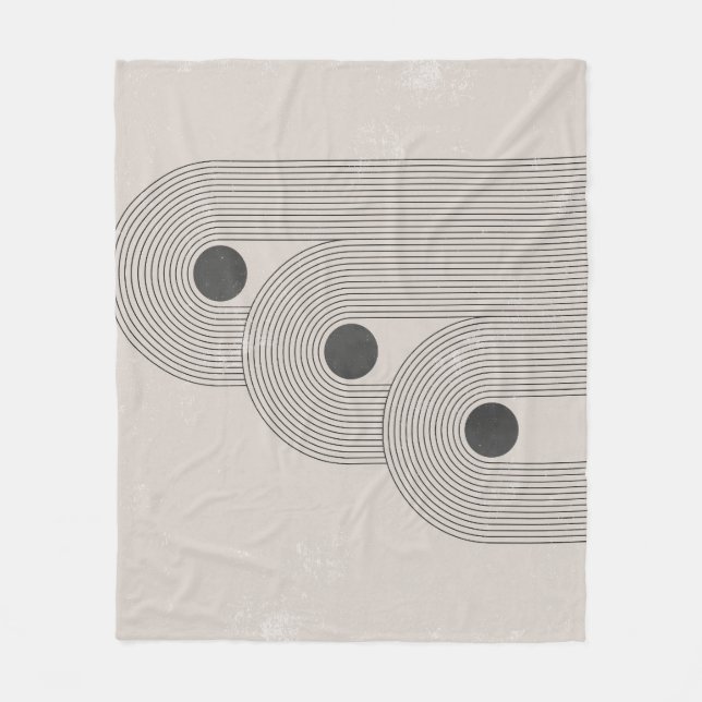 Abstract mid-century, geometric balance shapes fleece blanket (Front)