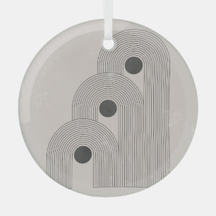 Abstract mid-century, geometric balance shapes glass ornament