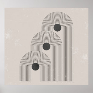 Abstract mid-century, geometric balance shapes poster