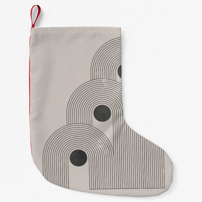 Abstract mid-century, geometric balance shapes small christmas stocking (Front)