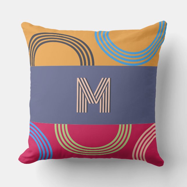 Abstract Mid Century Modern Boho Geometric Pattern Throw Pillow (Front)
