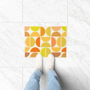 Abstract Mid Century Modern Circles Orange Yellow  Doormat