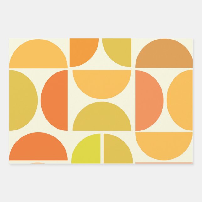 Abstract Mid century modern circles orange yellow  Wrapping Paper Sheet (Front)