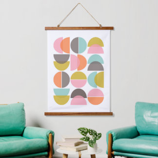 Abstract Mid-Century Modern Geometric Hanging Tapestry