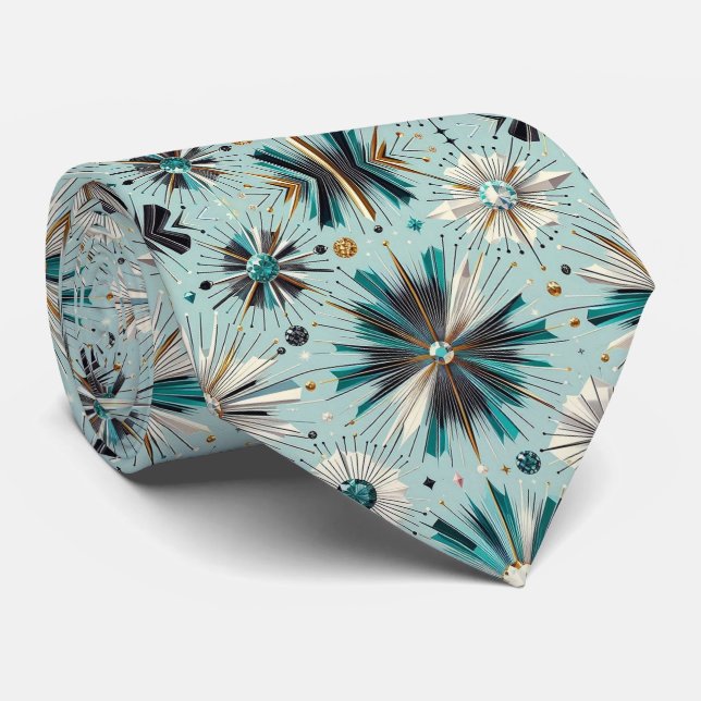 Abstract Mid Century Modern Starburst Diamond Tie (Rolled)