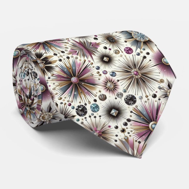 Abstract Mid Century Modern Starburst Diamond Tie (Rolled)
