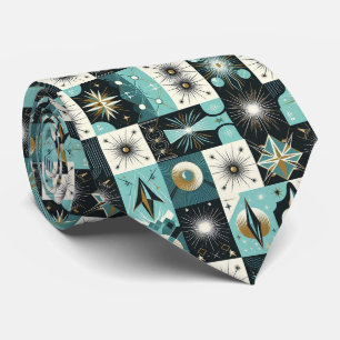 Abstract Mid Century Modern Starburst DIamond Tie