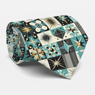 Abstract Mid Century Modern Starburst DIamond Tie