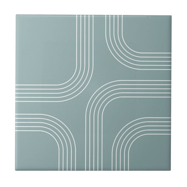Abstract Mid Century style line art  Tile (Front)