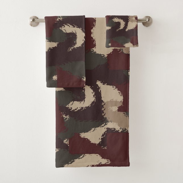 Abstract Military Camouflage Pattern Bath Towel Set (Insitu)