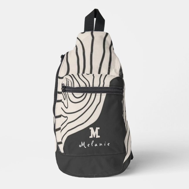 Abstract minimal art retro vintage  Monogram  Sling Bag (Front)