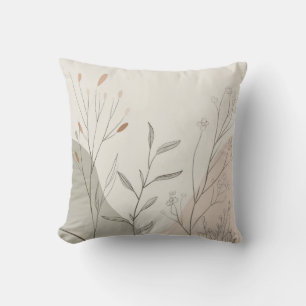 Abstract Minimal Botanical Line Art Throw Pillow