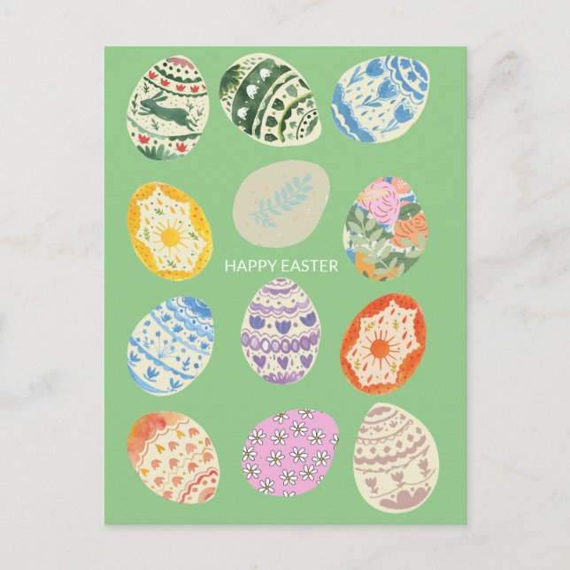 Abstract Minimal Colourful Eggs Easter Holiday Car Postcard (Front)