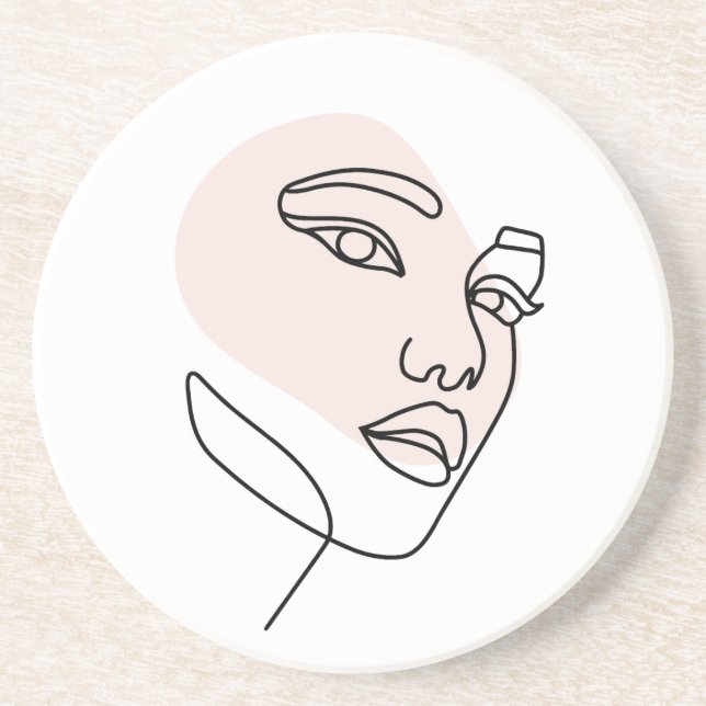 Abstract minimal female single line art 2 coaster (Front)