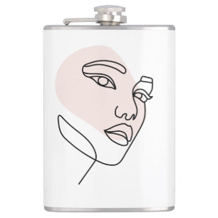 Abstract minimal female single line art 2 hip flask