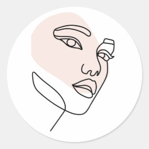 Abstract minimal female single line art Classic Round Sticker