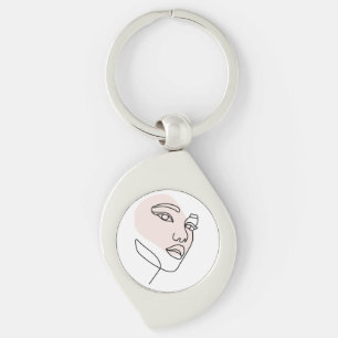 Abstract minimal female single line art  keychain