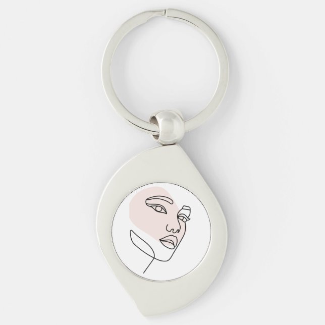 Abstract minimal female single line art  keychain (Front)