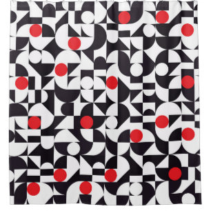 Abstract minimal geometric black white and red pat