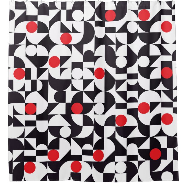 Abstract minimal geometric black white and red pat (Front)