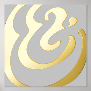 Abstract Minimal Grey Gold Foil Prints