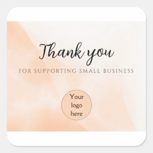 Abstract minimal orange Business Thank you Card Square Sticker