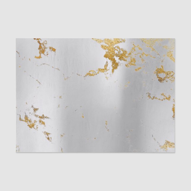 Abstract Minimal Silver Grey Metallic  Marble Gold Tissue Paper (Front)
