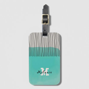 Abstract minimal style sketched trendy Monogram  Luggage Tag