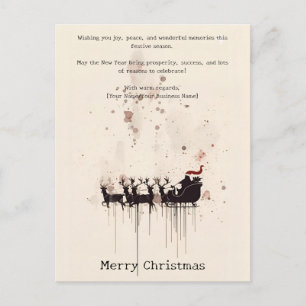 Abstract Minimal Watercolor Ink Stanta Christmas  Holiday Postcard