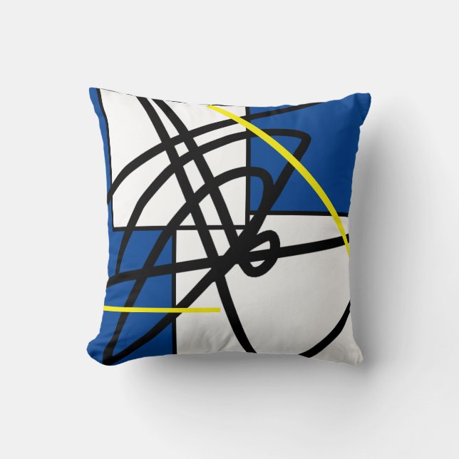 Abstract Minimalism Blue Yellow Cushion Pillow (Front)