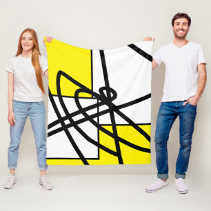 Abstract Minimalism Line Black Grey Yellow Blanket