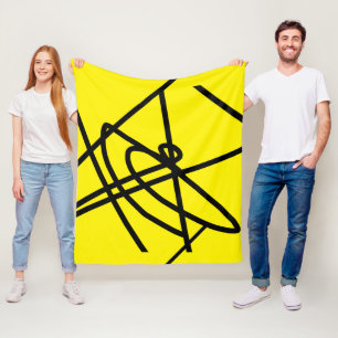 Abstract Minimalism Lines Black Yellow Blanket