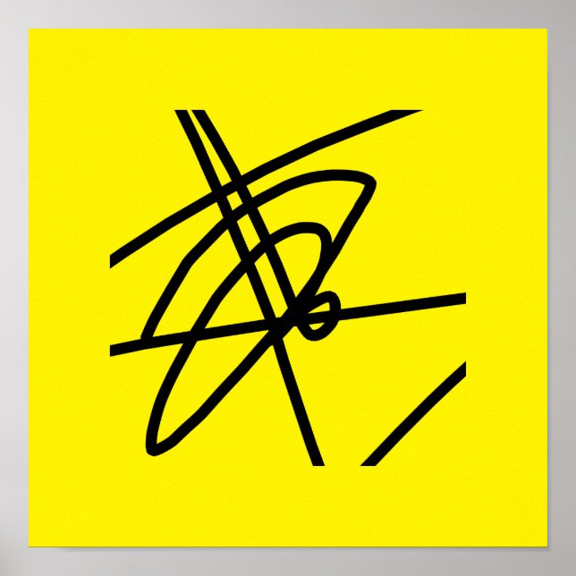 Abstract Minimalism Lines Black Yellow Poster (Front)