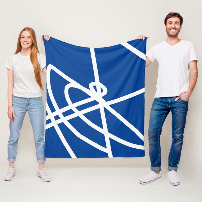 Abstract Minimalism White Lines Blue Blanket (In Situ)