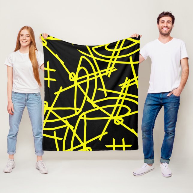 Abstract Minimalism Yellow Lines Black Blanket (In Situ)