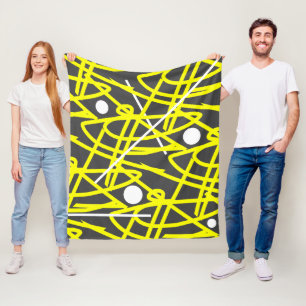 Abstract Minimalism Yellow Lines Grey Blanket