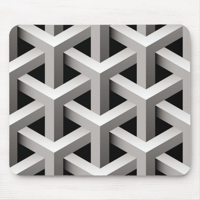 abstract minimalist black and white geometric mouse pad (Front)