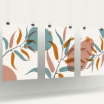 Abstract minimalist botanical wall art set<br><div class="desc">Abstract minimalist compositions with mid-century style botanical leaves and shapes,  wall decoration set of three.</div>