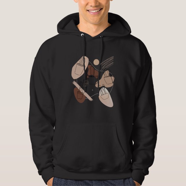 Abstract Minimalist Cactus  Aesthetic Boho Cactus  Hoodie (Front)