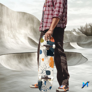 Abstract Minimalist - Earth Tone Geometric Skateboard