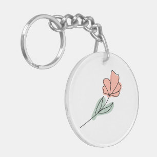 Abstract Minimalist Flowers  Keychain