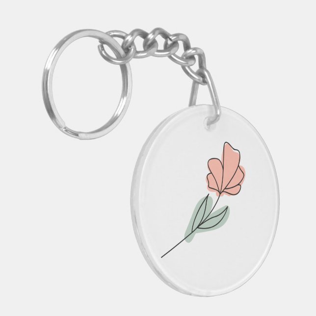 Abstract Minimalist Flowers  Keychain (Front Left)