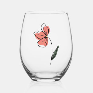 Abstract Minimalist Flowers Reusable Grocery Stemless Wine Glass